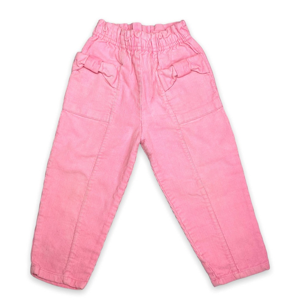 Vintage 80s 90s Pink Corduroy Paperbag Pull On Pants Healthtex Toddler 2T 3T
